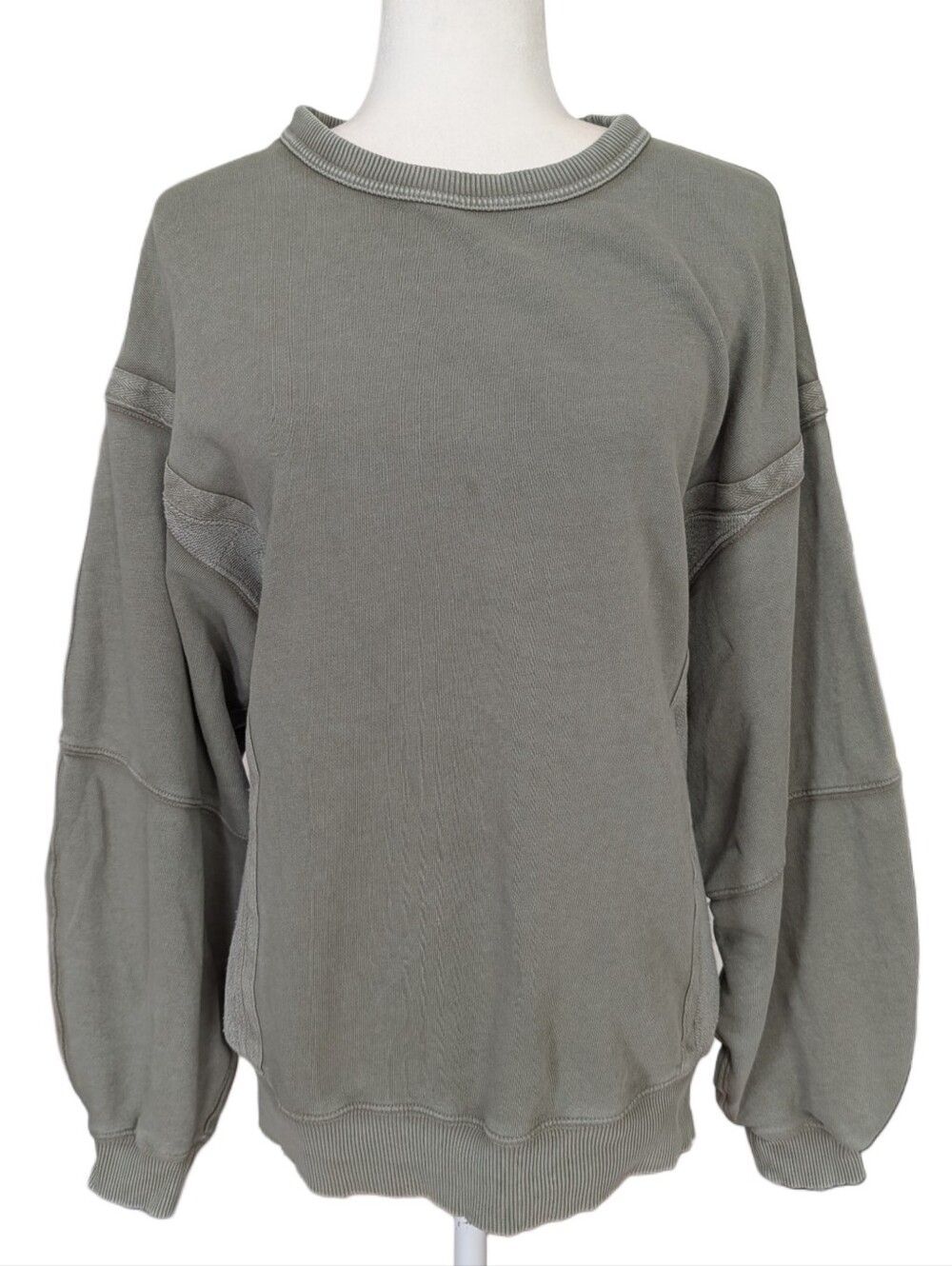 Aerie Womens Olive Green Drop Shoulder Crewneck Sweatshirt Size XS